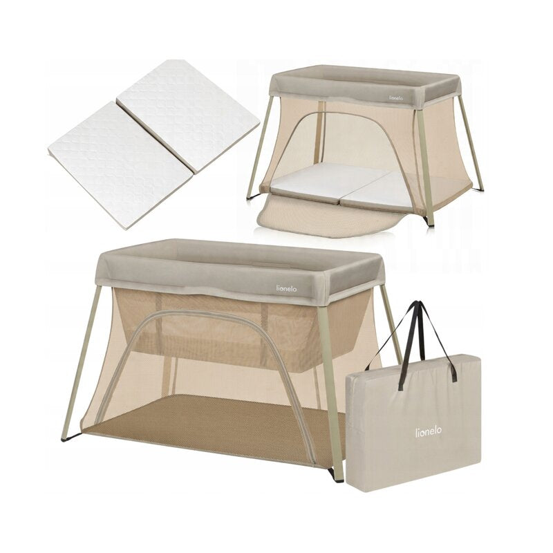 Patut multifunctional, Lionelo, Alice, 3 in 1, 2 trepte de inaltime pentru saltea, Pliabil, Material rezistent Oxford 300D, Cu iesire laterala, Geanta de transport, Pana 15 kg, 0 luni+, 104Ã—70Ã—74 cm, Bej