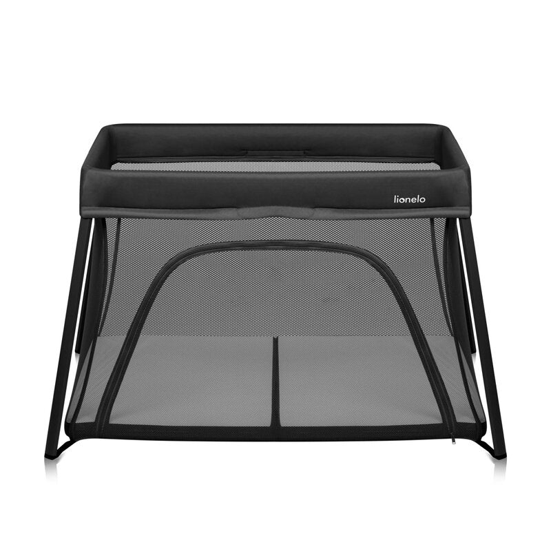 Patut multifunctional, Lionelo, Alice, 3 in 1, 2 trepte de inaltime pentru saltea, Pliabil, Material rezistent Oxford 300D, Cu iesire laterala, Geanta de transport, Pana 15 kg, 0 luni+, 104Ã—70Ã—74 cm, Negru