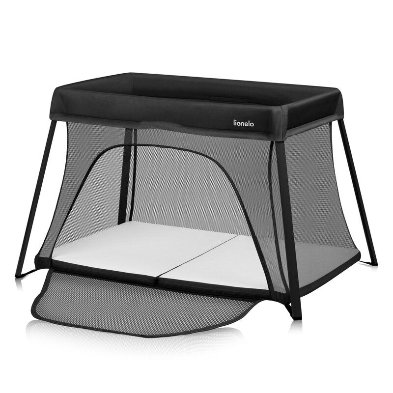 Patut multifunctional, Lionelo, Alice, 3 in 1, 2 trepte de inaltime pentru saltea, Pliabil, Material rezistent Oxford 300D, Cu iesire laterala, Geanta de transport, Pana 15 kg, 0 luni+, 104Ã—70Ã—74 cm, Negru