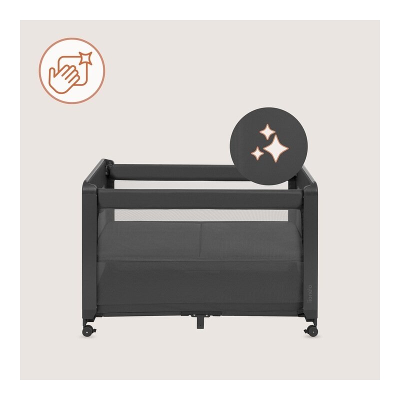 Patut multifunctional, Lionelo, Patty, 5 in 1, 0- 36 luni, Co-sleeper, Tarc de joaca, Patut de calatorie, Laterala rabatabila, 2 trepte reglare saltea, Roti, Husa transport inclusa, Gri