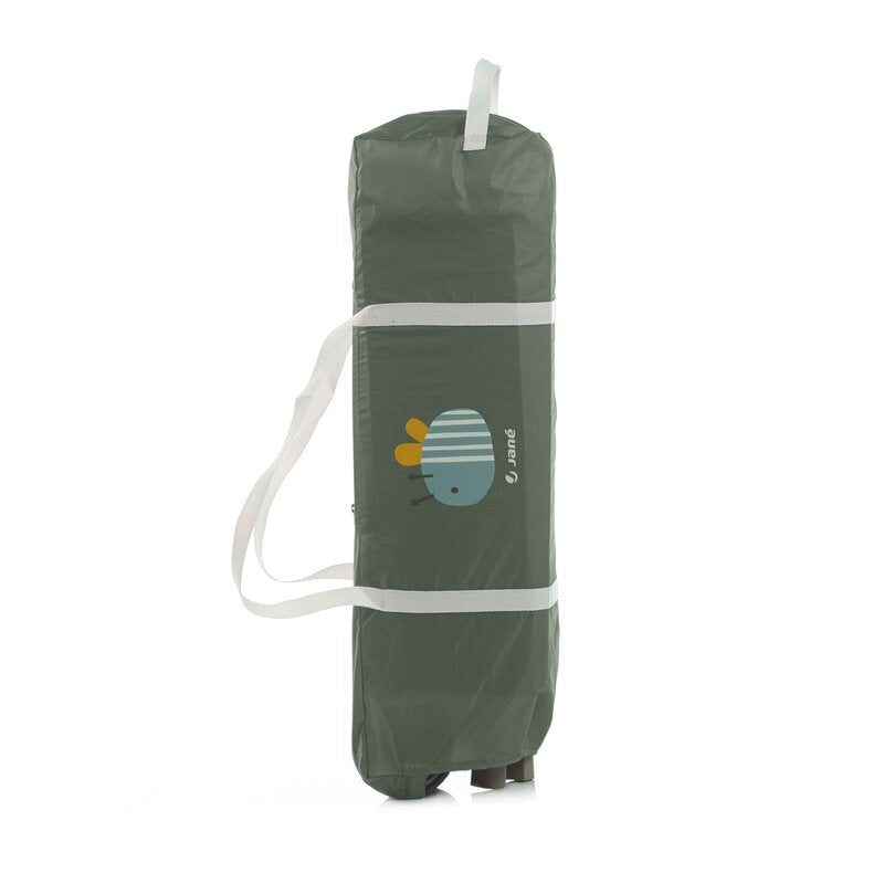 Patut pliant, Jane, Duo Level, Cu roti, Cu arcada cu jucarii, Geanta de transport, Cu doua nivele, Conform standardelor europene EN 716-1:2017+AC:2019EN 16890:2017 + A1:2021, Botanic