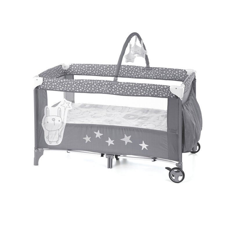 Patut pliant, Jane, Duo Level, Cu roti, Cu arcada cu jucarii, Geanta de transport, Cu doua nivele, Conform standardelor europene EN 716-1:2017+AC:2019EN 16890:2017 + A1:2021, Star