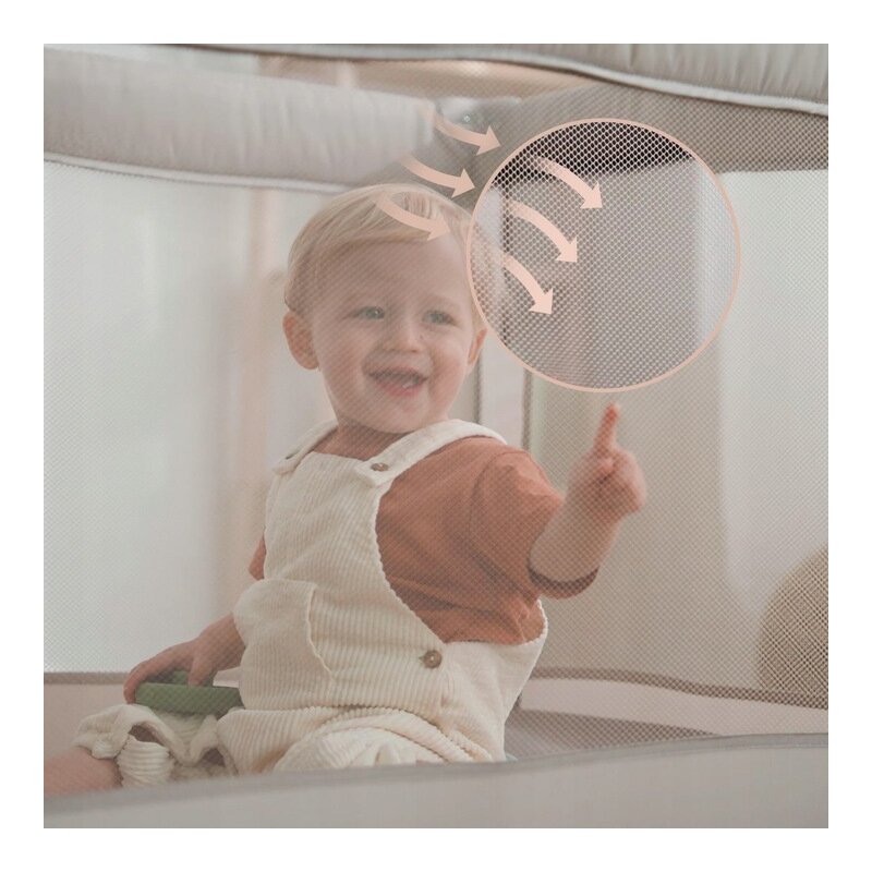 Pătuț Pliant Lionelo Amelie 100x70 cm | Intrare Laterală | Include Saltea, Roți, Geantă | 7 kg | Bej