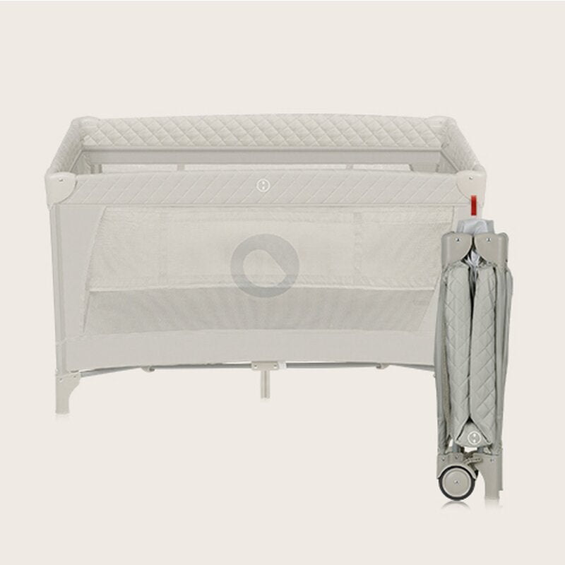 Patut pliant, Lionelo, Flower, Cu doua nivele, Cu arcada, Geanta transport, Masuta de infasat, Bara cu jucarii, Fereastra laterala, 120x60 cm, Conform cu standardele europeane de securitate EN 716 si EN12221, Cappuccino