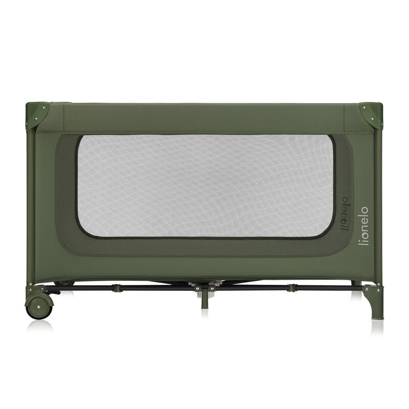 Patut pliant, Lionelo, Jasmin Easy Fold, Pana la 15 kg, Usor de pliat, Cu doua nivele, Cu saltea ergonomica T25, Cu intrare laterala cu fermoar, 2 roti cu frana, 123 x 67 cm, Conform cu EN 716, 0-36 l