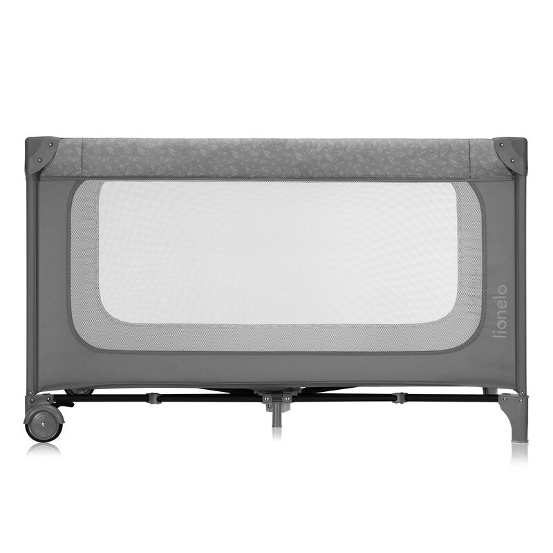 Patut pliant, Lionelo, Jasmin Easy Fold, Pana la 15 kg, Usor de pliat, Cu doua nivele, Cu saltea ergonomica T25, Cu intrare laterala cu fermoar, 2 roti cu frana, 123 x 67 cm, Conform cu EN 716, 0-36 l