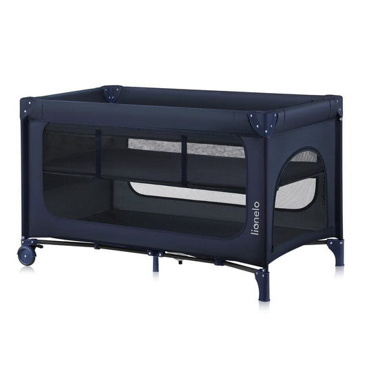 Patut pliant, Lionelo, Jasmin Easy Fold, Pana la 15 kg, Usor de pliat, Cu doua nivele, Cu saltea ergonomica T25, Cu intrare laterala cu fermoar, 2 roti cu frana, 123 x 67 cm, Conform cu EN 716, 0-36 l