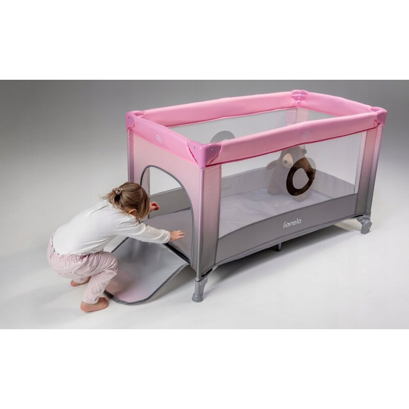 Patut pliant, Lionelo, Stefi, Cu un nivel, Cu intrare laterala cu fermoar, 2 roti, 120x60 cm, Conform cu standardul european de securitate EN 716, Bej