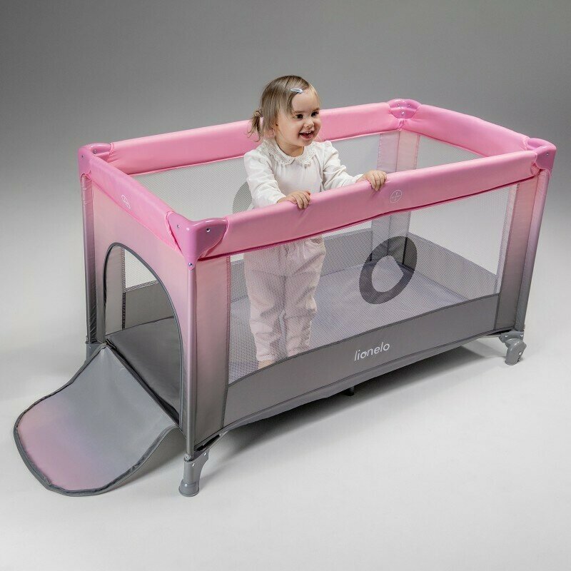 Patut pliant, Lionelo, Stefi, Cu un nivel, Cu intrare laterala cu fermoar, 2 roti, 120x60 cm, Conform cu standardul european de securitate EN 716, Bej