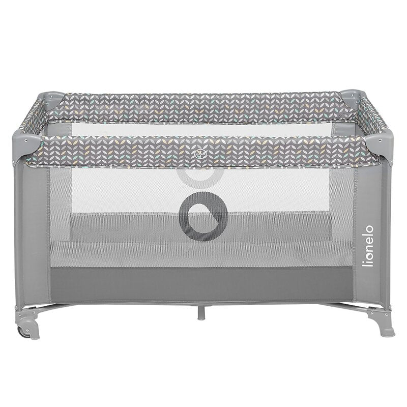 Patut pliant, Lionelo, Stefi, Cu un nivel, Cu intrare laterala cu fermoar, 2 roti, 120x60 cm, Conform cu standardul european de securitate EN 716, Grey