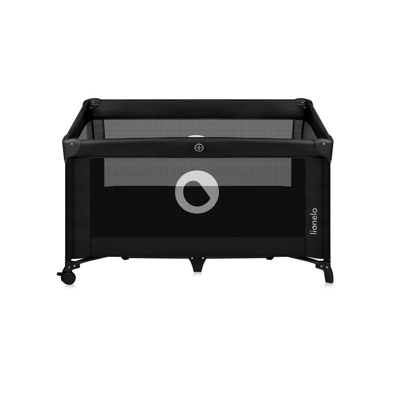 Patut pliant, Lionelo, Stefi, Cu un nivel, Cu intrare laterala cu fermoar, 2 roti, 120x60 cm, Conform cu standardul european de securitate EN 716, Negru