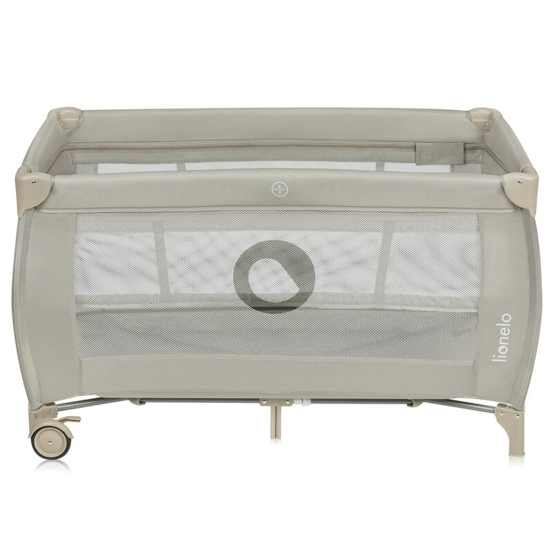 Patut pliant, Lionelo, Stefi Plus, Cu doua nivele, Cu intrare laterala cu fermoar, 2 roti, 120 x 60 cm, Conform cu standardul european de securitate EN 716, Bej