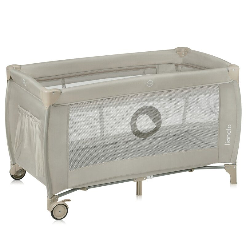 Patut pliant, Lionelo, Stefi Plus, Cu doua nivele, Cu intrare laterala cu fermoar, 2 roti, 120 x 60 cm, Conform cu standardul european de securitate EN 716, Bej