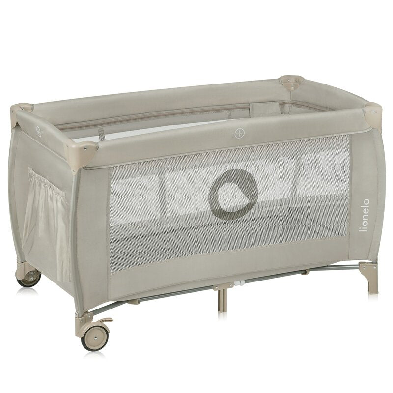 Patut pliant, Lionelo, Stefi Plus, Cu doua nivele, Cu intrare laterala cu fermoar, 2 roti, 120 x 60 cm, Conform cu standardul european de securitate EN 716, Bej