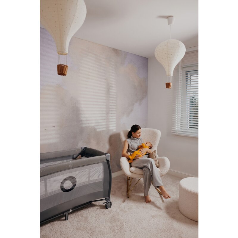 Patut pliant, Lionelo, Stefi Plus, Cu doua nivele, Cu intrare laterala cu fermoar, 2 roti, 120 x 60 cm, Conform cu standardul european de securitate EN 716, Roz