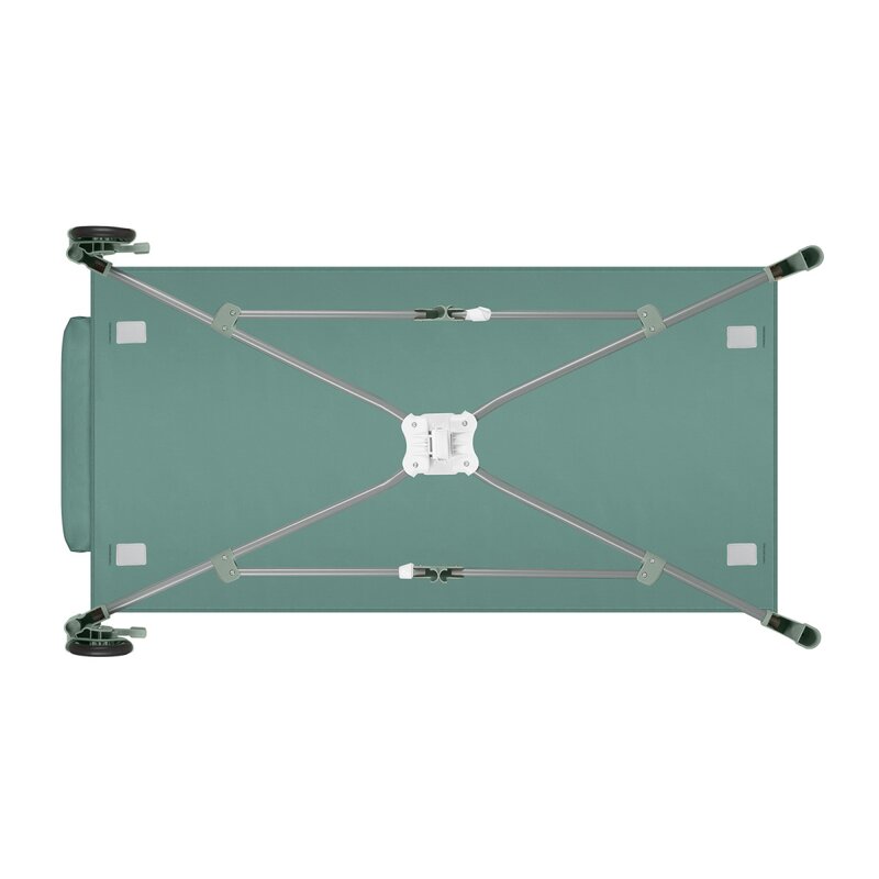 Patut pliant, Lionelo, Stefi Plus, Cu doua nivele, Cu intrare laterala cu fermoar, 2 roti, 120 x 60 cm, Conform cu standardul european de securitate EN 716, Verde Olive