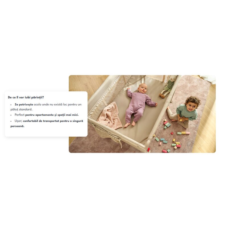 Patut Pliant Multifunctional Lionelo Ellen 3in1 Co-Sleeper 120x60 cm Gri