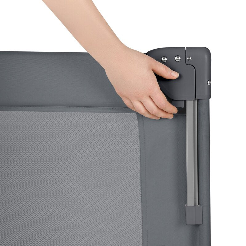 Patut pliant multifunctional, Lionelo, Ellen, Cu laterala culisanta, Nivel suplimentar, Intrare laterala cu fermoar, 2 roti, Saltea pliabila si geanta de transport incluse, 0- 36 luni, Pana la 15 kg, 120x60 cm, Conform cu EN 716, Gri