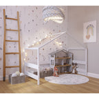 Pat casuta junior YappyKids YappyHytte 160 x 80 cm din lemn FSC