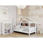 Pat casuta junior YappyKids YappyHytte 160 x 80 cm din lemn FSC