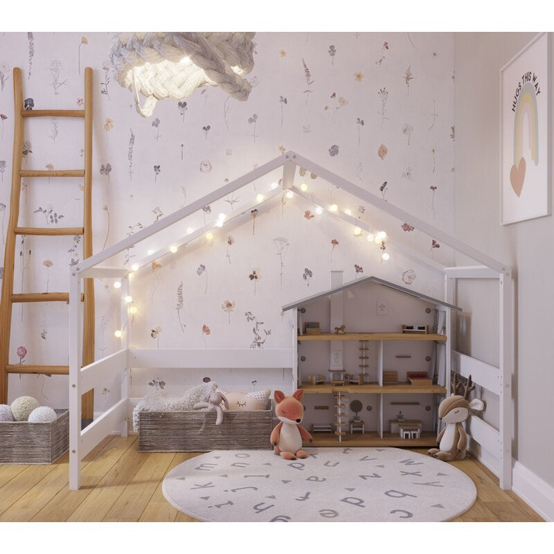 Pat casuta junior YappyKids YappyHytte 160 x 80 cm din lemn FSC