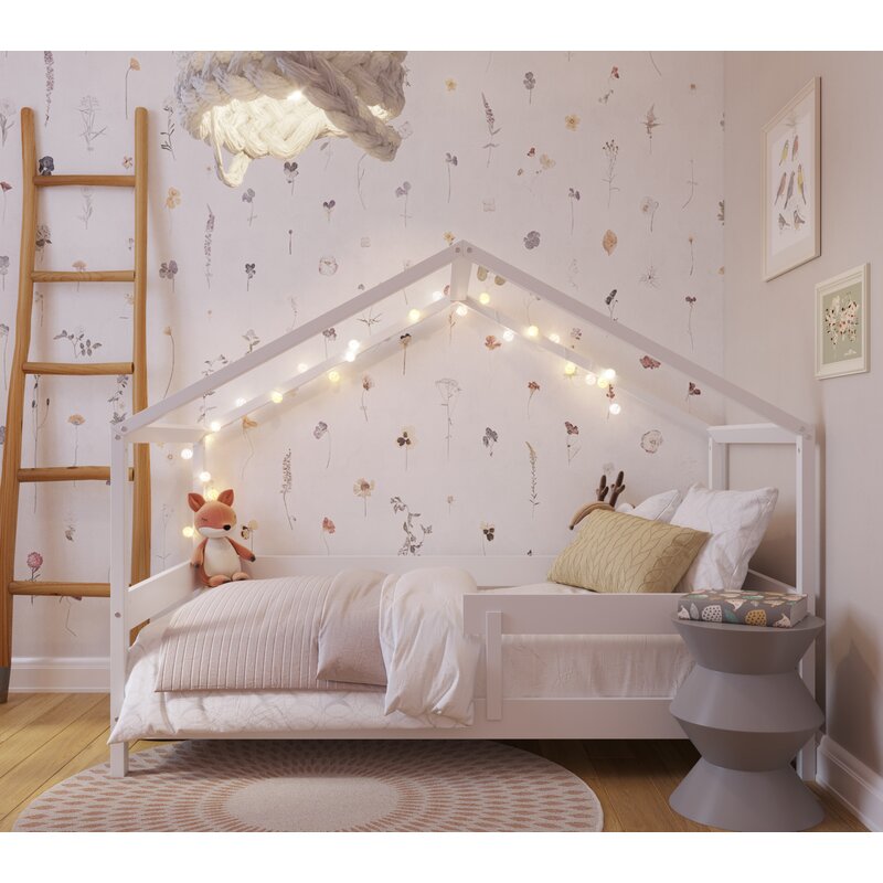 Pat casuta junior YappyKids YappyHytte 160 x 80 cm din lemn FSC
