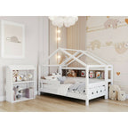 Pat casuta junior YappyKids YappyHytte 160 x 80 cm din lemn FSC