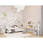 Pat casuta junior YappyKids YappyHytte 160 x 80 cm din lemn FSC