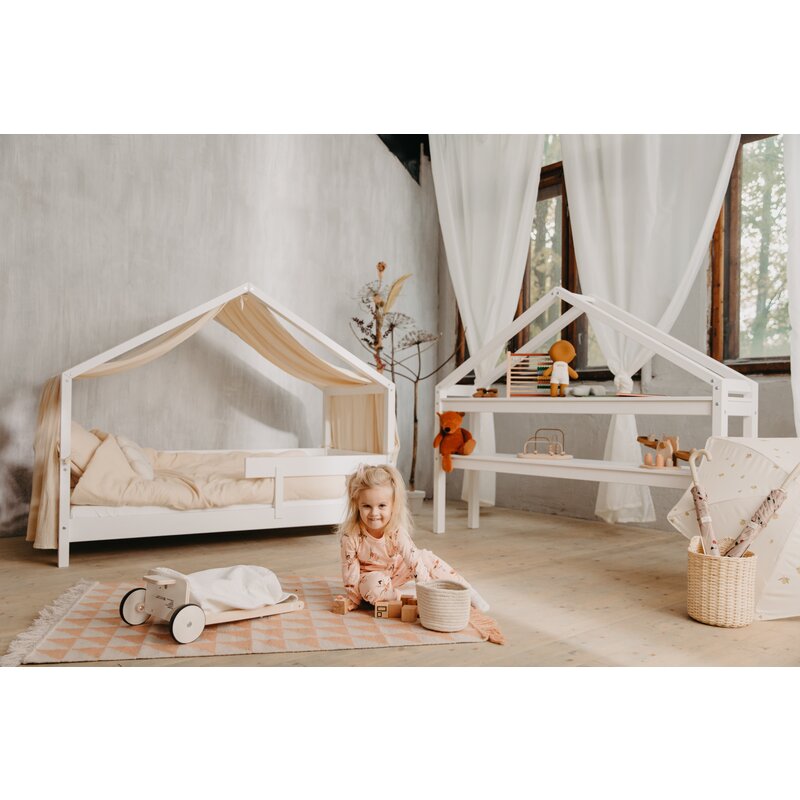 Pat casuta junior YappyKids YappyHytte 160 x 80 cm din lemn FSC