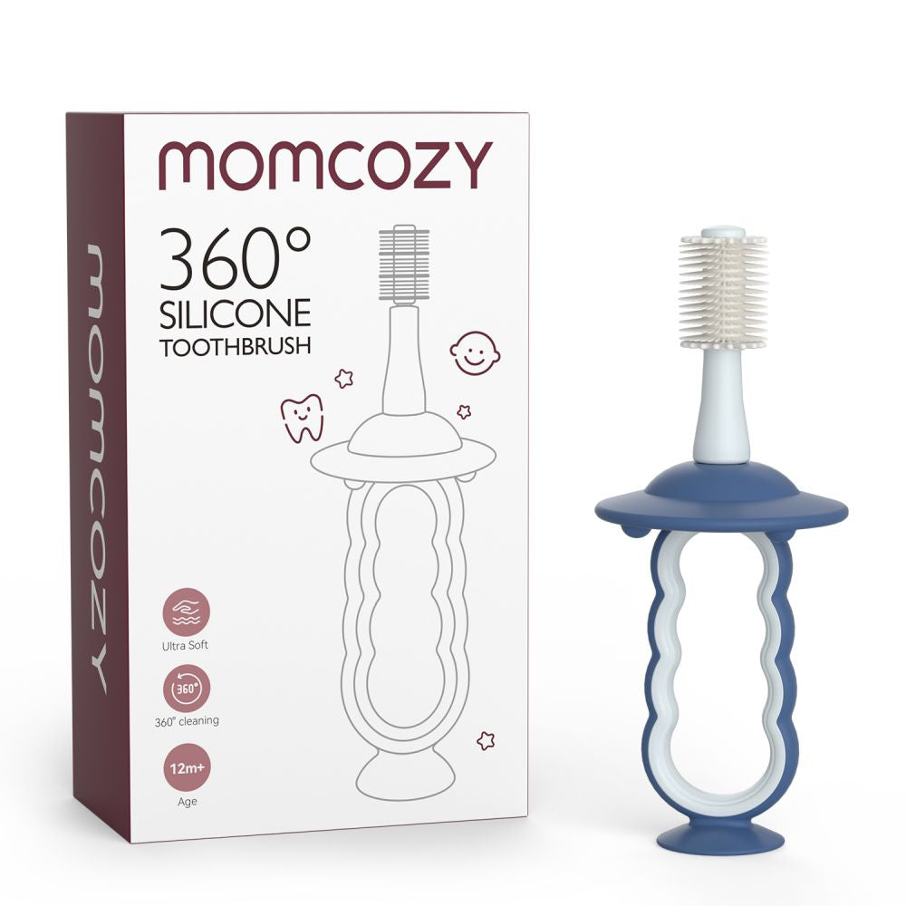Periuta de Dinti Silicon 360 Momcozy Bebelusi 6 Luni+ Blue