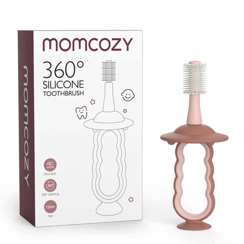 Periuta de Dinti Silicon 360 Momcozy Bebelusi 6 Luni+ Pink