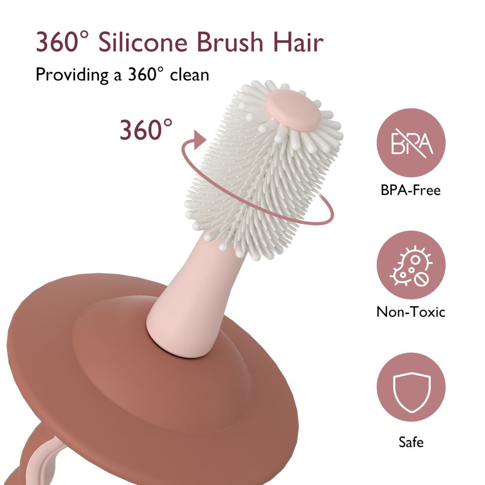 Periuta de Dinti Silicon 360 Momcozy Bebelusi 6 Luni+ Pink