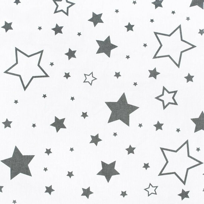 Perna alaptare, New Baby, Cu husa detasabila, In forma de C, Bumbac, Diametru 16 cm, Lungime in jurul circumferintei 285 cm, Stars White/Grey