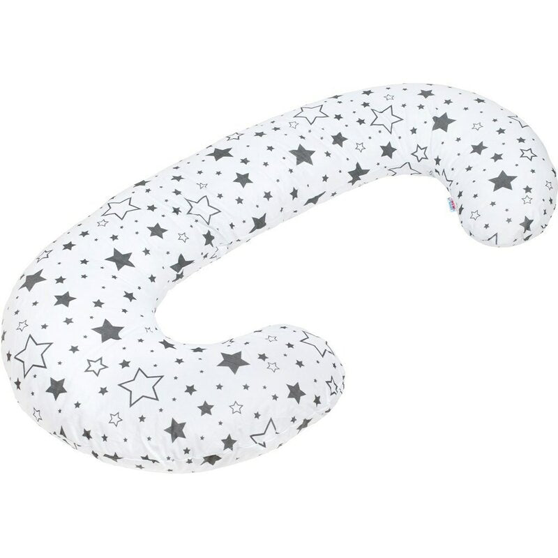 Perna alaptare New Baby Forma C 285x16 cm, Alb/Gri – vedere de ansamblu în formă de C