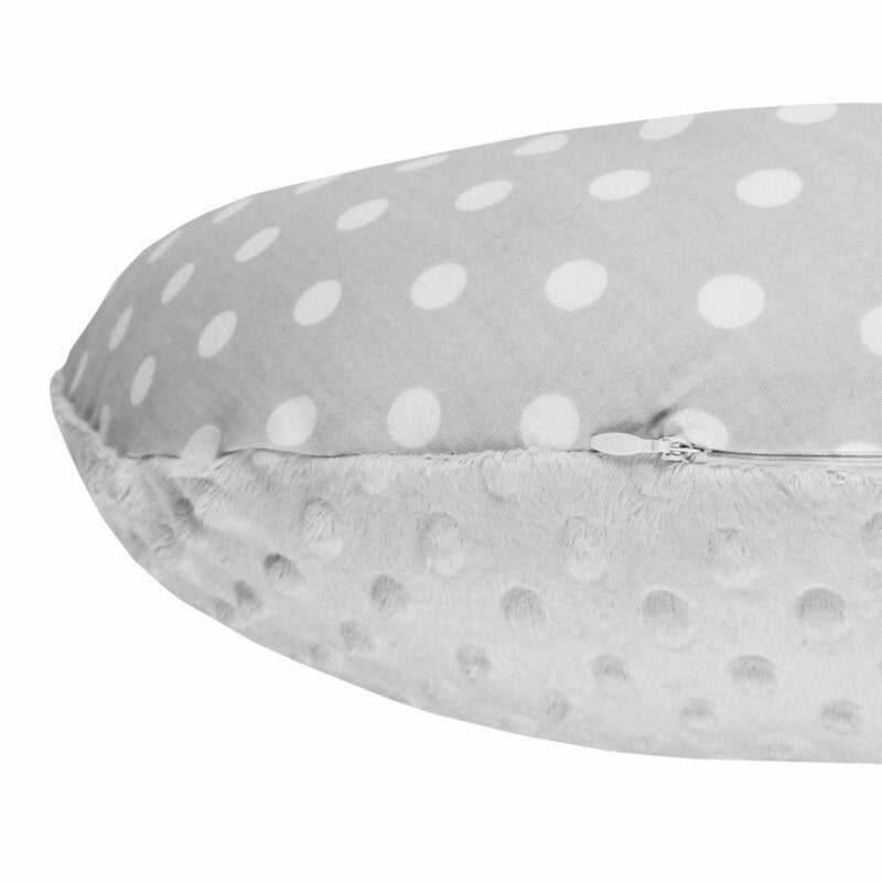 Perna alaptare, New Baby, Diametru 16 cm, Lungime in jurul circumferintei 125 cm, Bumbac+tesatura Minky, 100% antialergic, Husa detasabila, 0 luni+, Grey