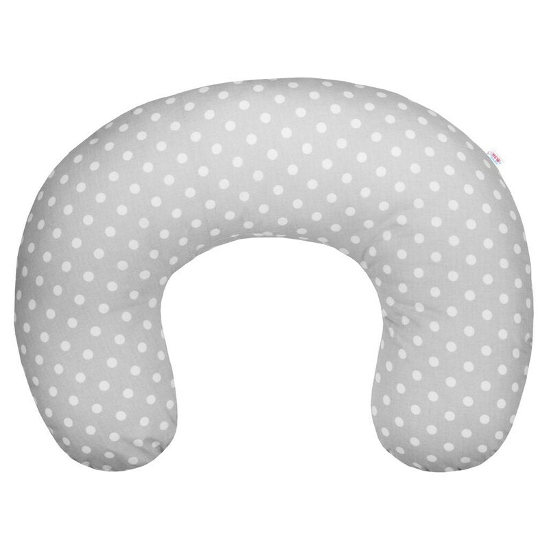 Perna alaptare New Baby Minky 125x16 cm, Gri – vedere de ansamblu cu buline