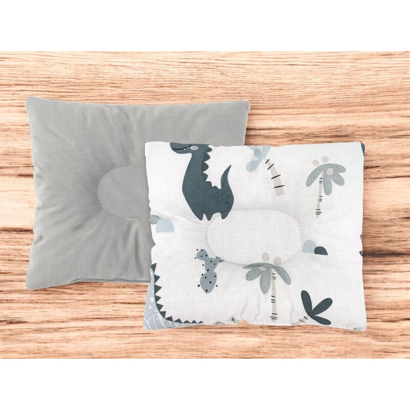 Perna bebelus, MimiNu, Profilata, Cu doua fete, Cu functie anti-soc, Pufoasa, Din catifea si bumbac, 23x26 cm, Materiale certificate Oeko Tex Standard 100, Velvet Dino Granat