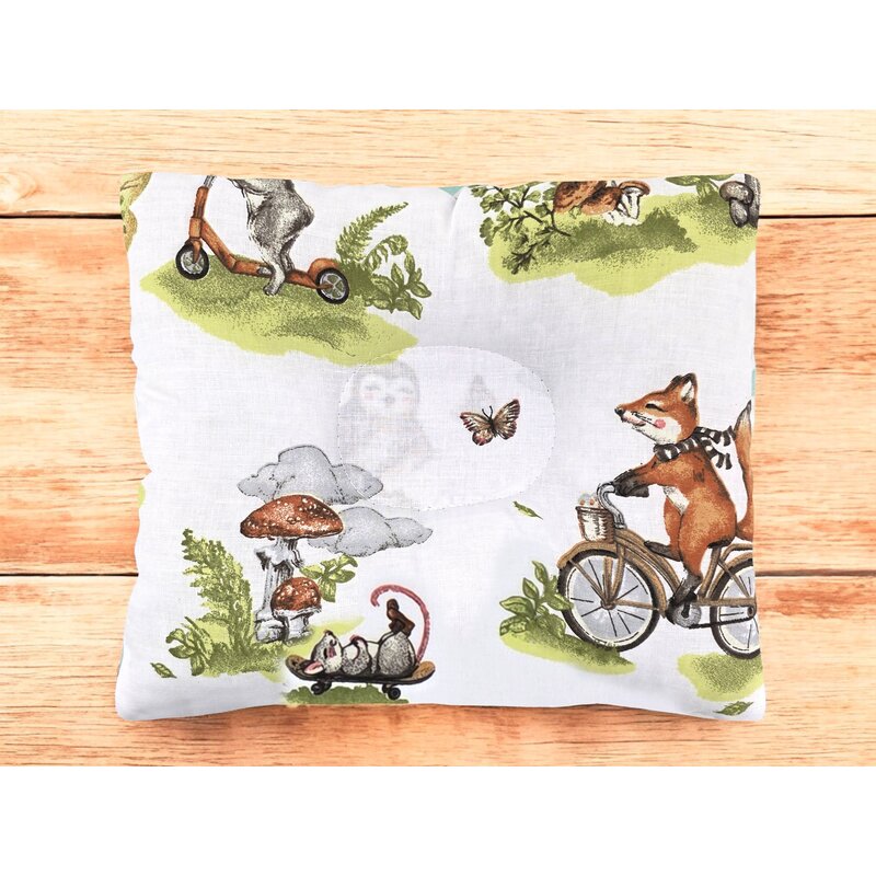 Pernă Qmini Fox on bikes Natural 23x26 cm