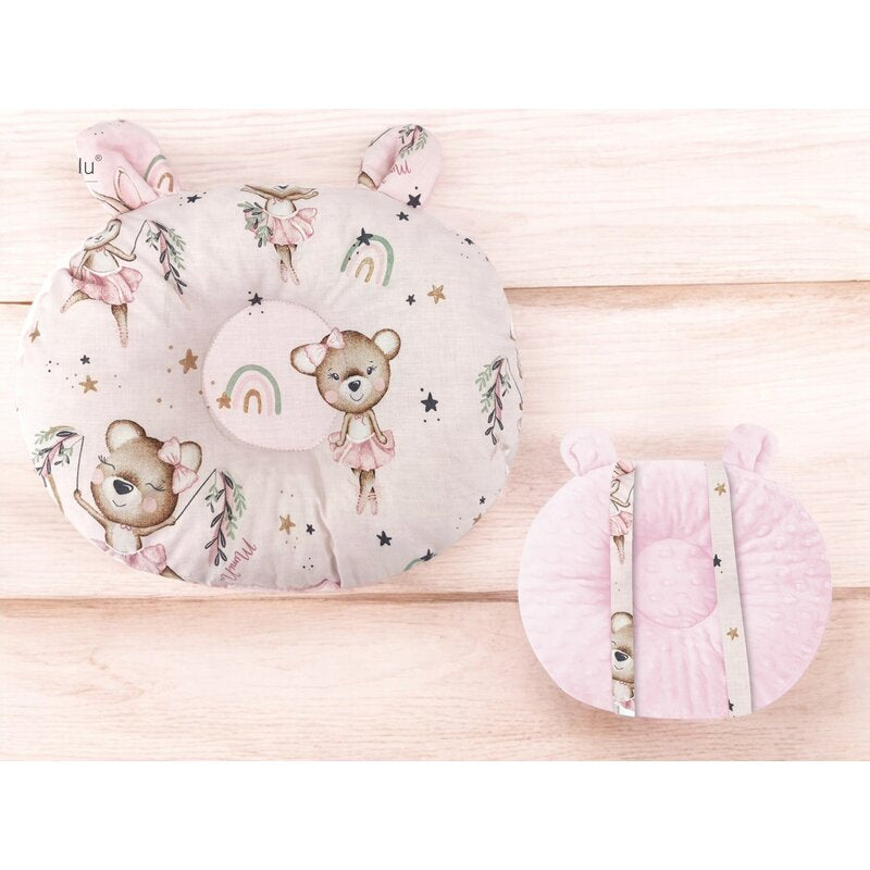 Perna bebelusi, MimiNu, Ursulet, Multifunctionala, Cu doua fete, Tesatura pufoasa minky si bumbac, Materiale certificate Oeko Tex Standard 100, Design, Minky Little Ballerina Pink