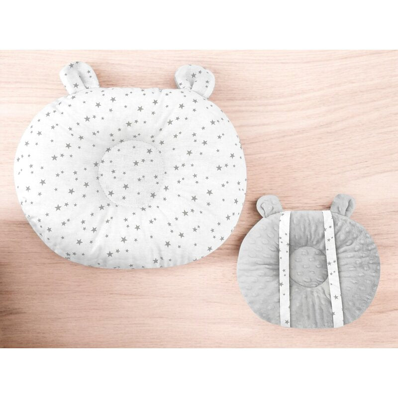 Perna bebelusi, MimiNu, Ursulet, Multifunctionala, Cu doua fete, Tesatura pufoasa minky si bumbac, Materiale certificate Oeko Tex Standard 100, Minky Mini Gray Stars