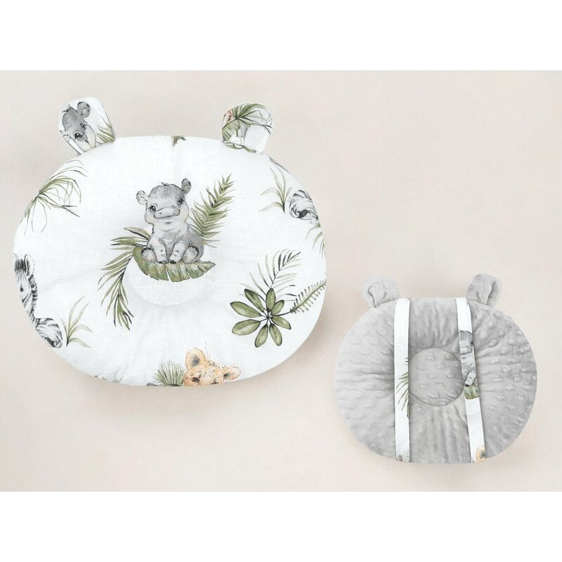 Perna bebelusi, Qmini, Ursulet, Multifunctionala, Cu doua fete, Tesatura pufoasa minky si bumbac, Materiale certificate Oeko Tex Standard 100, 30x23 cm, Minky Safari