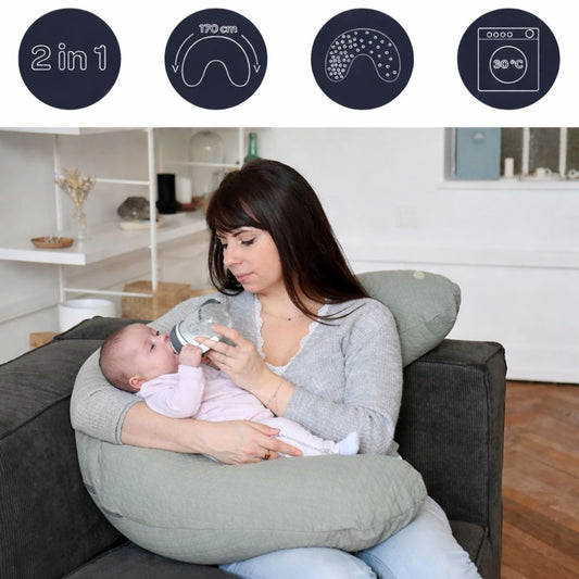 Perna Gravida si Alaptare Beaba Big Flopsy 170 cm Sage Green Confort Maxim