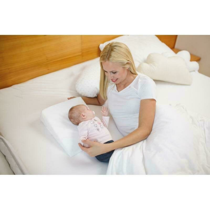 Perna inclinata, Bubaba, Antireflux, Cu husa din bumbac, 60 x 37 x 1,5-10 cm, Alba