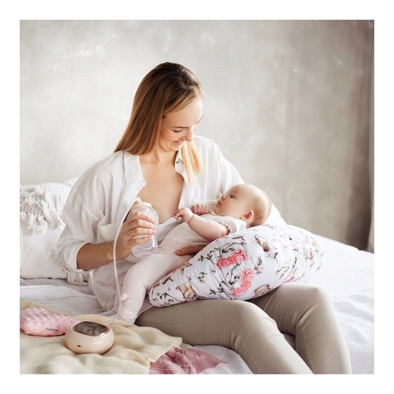 Perna pentru alaptat, Bocioland, Ballons, Cu husa detasabila, Din bumbac, 50x18 cm, Multicolor