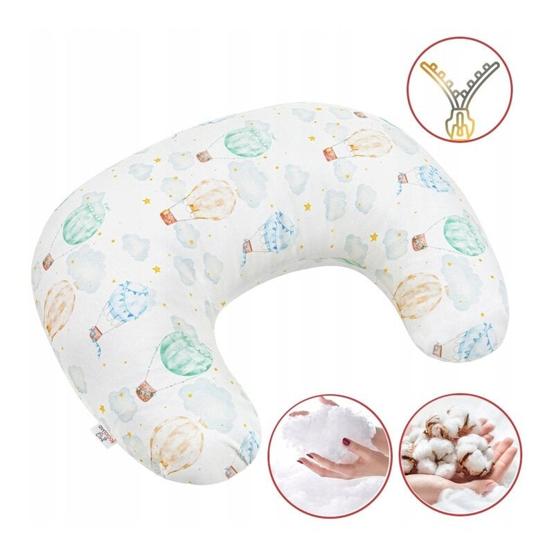 Perna pentru alaptat, Bocioland, Ballons, Cu husa detasabila, Din bumbac, 50x18 cm, Multicolor