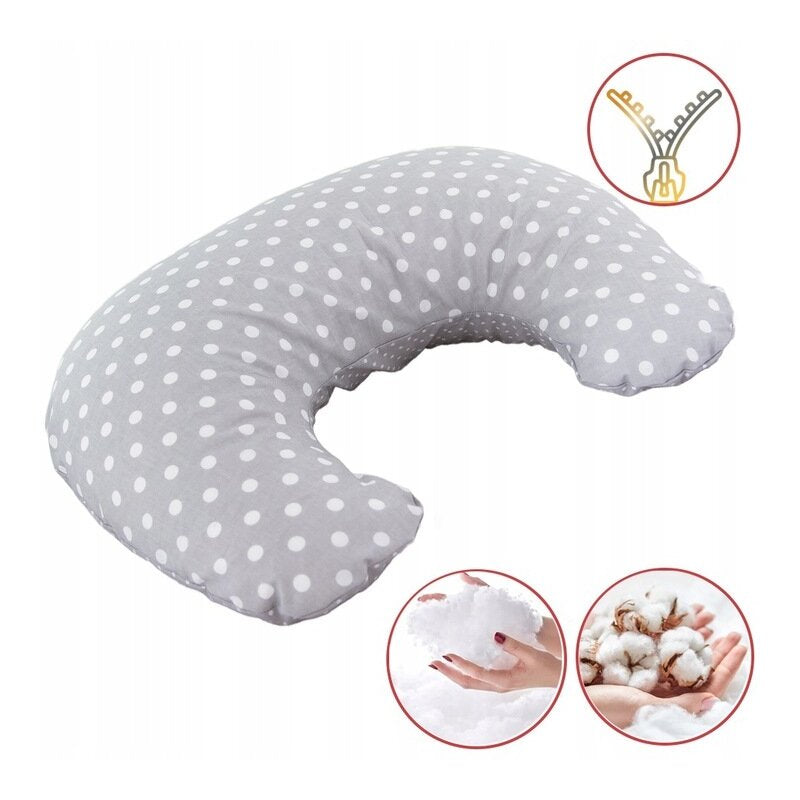 Perna pentru alaptat, Bocioland, Gray Pea, Cu husa detasabila, Din bumbac, 50x18 cm, Gri