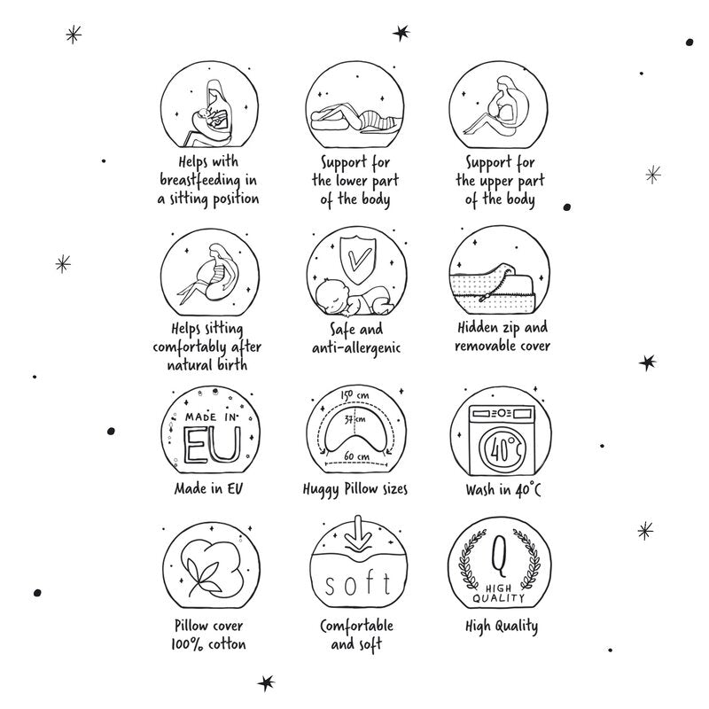 Pernă pentru Alăptat Ceba Baby Basic Chamomile 150x60 cm | Husă Bumbac Detașabilă | OEKO-TEX