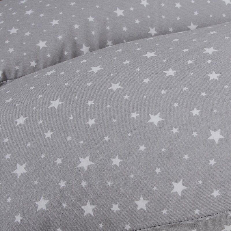 Pernă pentru Alăptat Ceba Baby Basic Grey Stars 150x60 cm | Husă Bumbac Detașabilă | OEKO-TEX