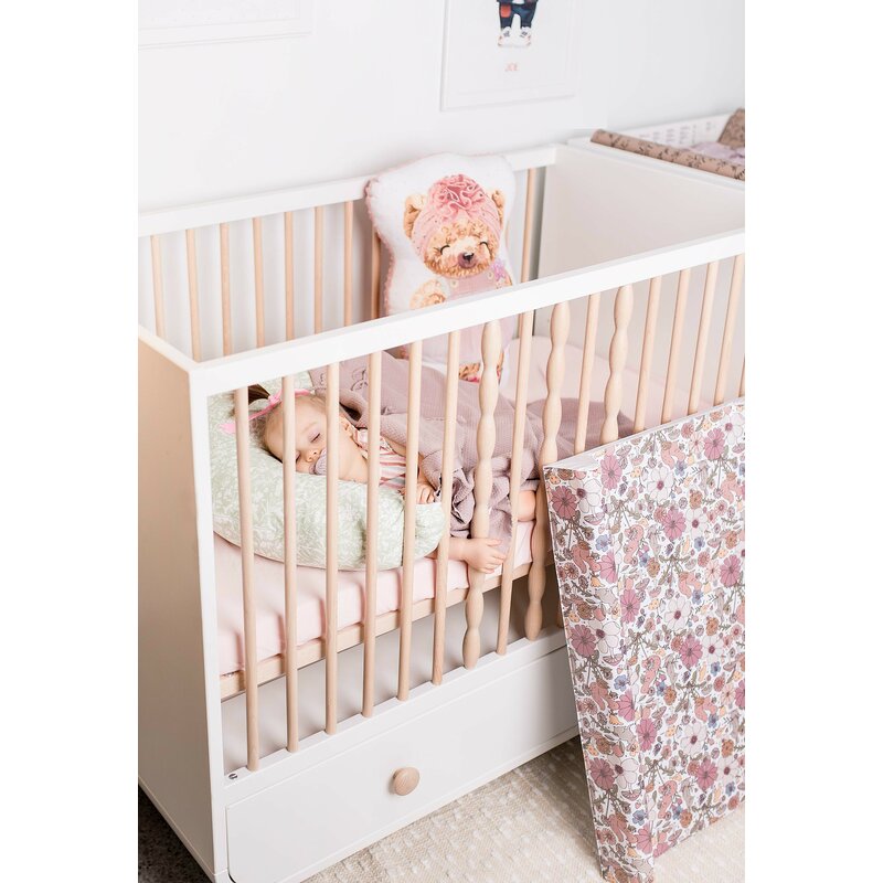 Pernă pentru Alăptat Ceba Baby Basic Tiny Leaves 150x60 cm | Husă Bumbac Detașabilă | OEKO-TEX