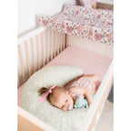 Perna pentru alaptat, Ceba Baby, Husa detasabila din bumbac, Cu puf siliconizat, 150x60x37 cm, Oeko-Tex Standard 100, Basic Wildflowers